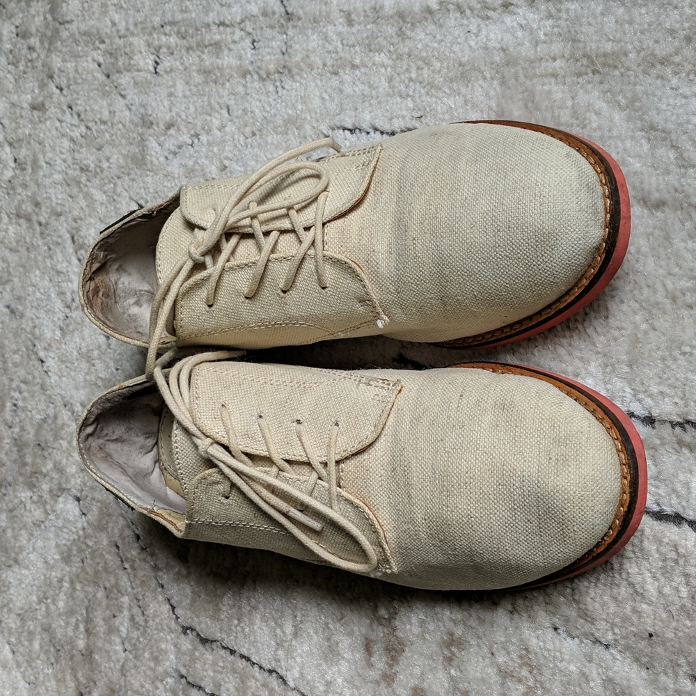GH Bass & Co beige textile upper oxford shoes size 8.5 - Picture 2 of 15
